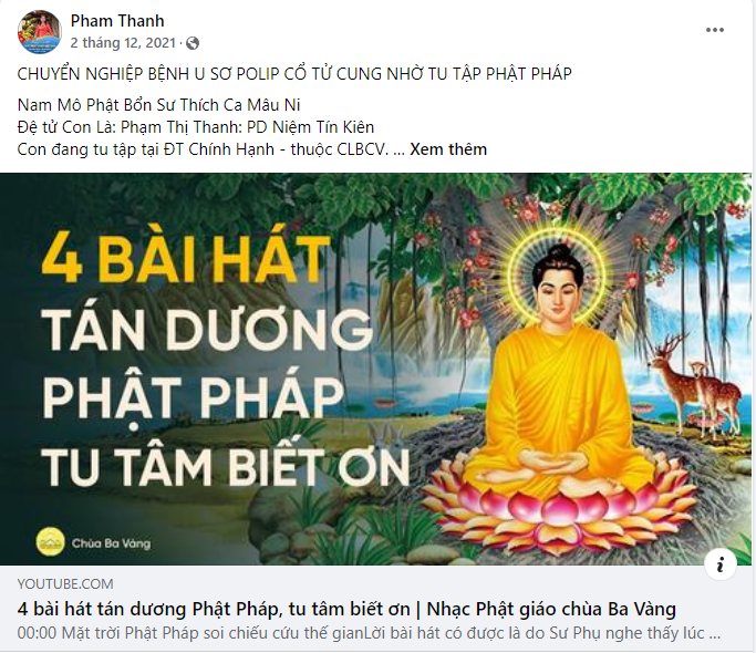 Bài chia sẻ của Phật tử Phạm Thị Thanh trên nhóm Cảm Nhận Hạnh Phúc Mỗi Ngày