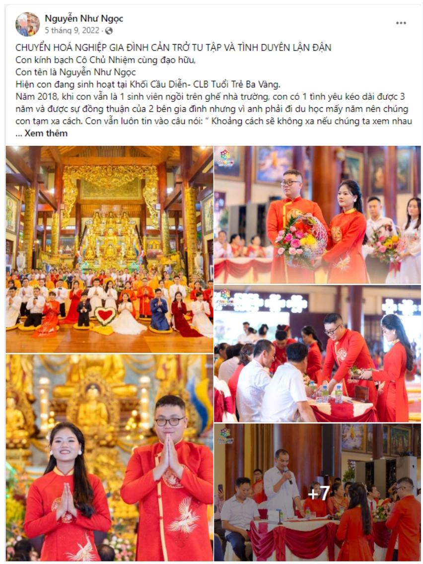 Như Ngọc hạnh phúc rạng rỡ trong buổi lễ Hằng Thuận tại chùa Ba Vàng