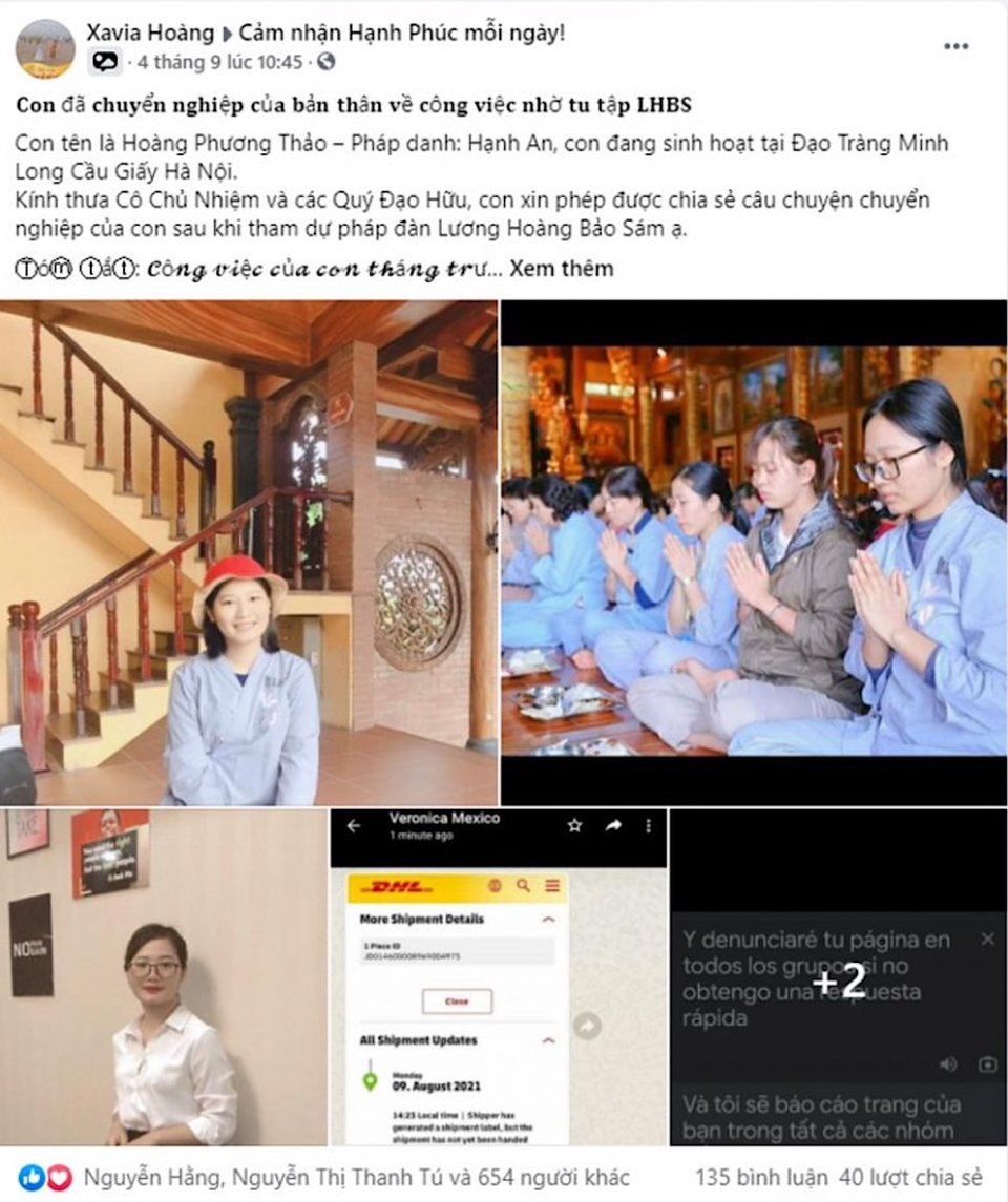 Chị Hoàng Phương Thảo chia sẻ câu chuyện của mình trên nhóm Cảm nhận hạnh phúc mỗi ngày