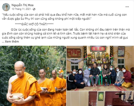 Chia sẻ của Phật tử Nguyễn Thị Hoa trên nhóm Cảm nhận hạnh phúc mỗi ngày
