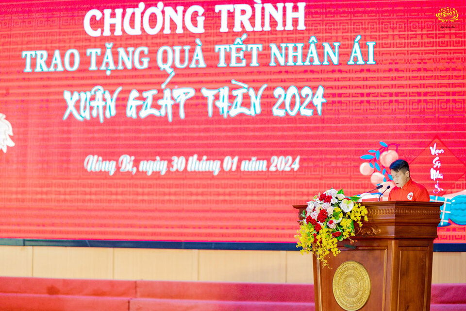 Ông Vũ Hải Phong - Phó Chủ tịch Hội Chữ thập đỏ TP. Uông Bí phát biểu tại chương trình