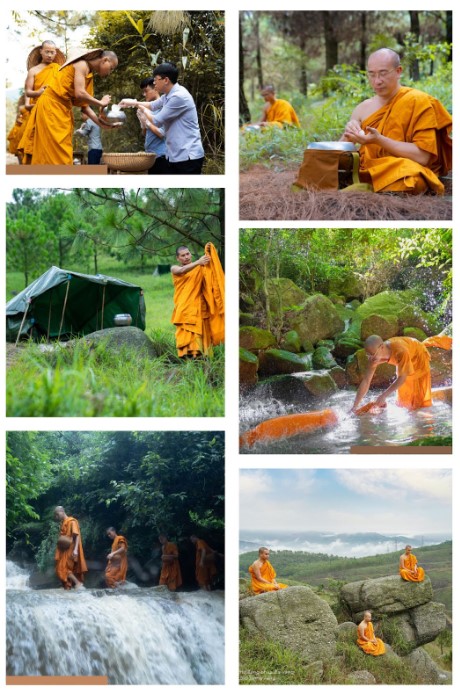 Chư Tăng chùa Ba Vàng thực hành hạnh đầu đà trong rừng