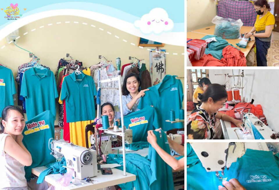 Các Phật tử trên các tỉnh thành hoan hỷ nhận may đồng phục dù thời gian khá gấp