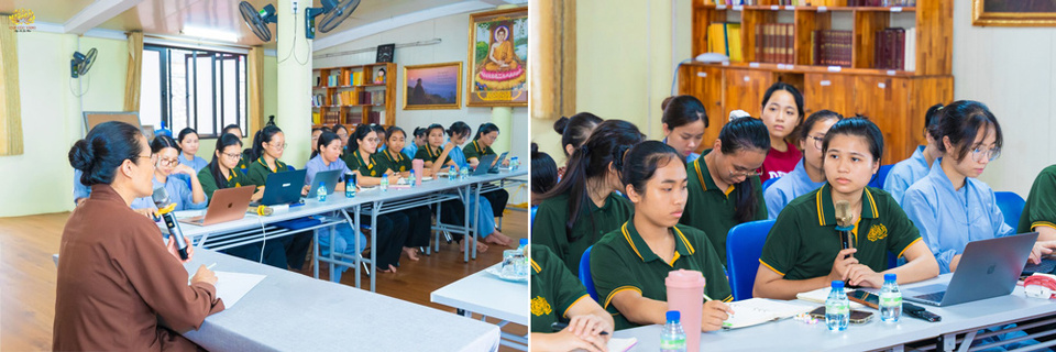 Mọi người làm việc trong sự hòa hợp, ái kính lẫn nhau nhờ sự sách tấn của Cô Chủ nhiệm Phạm Thị Yến (Ảnh: Công tác họp bàn chuẩn bị trước KTMH)