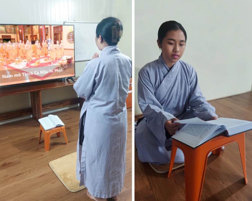 Hướng tâm theo chư Tăng, tôi quyết tâm kiên trì tu tập