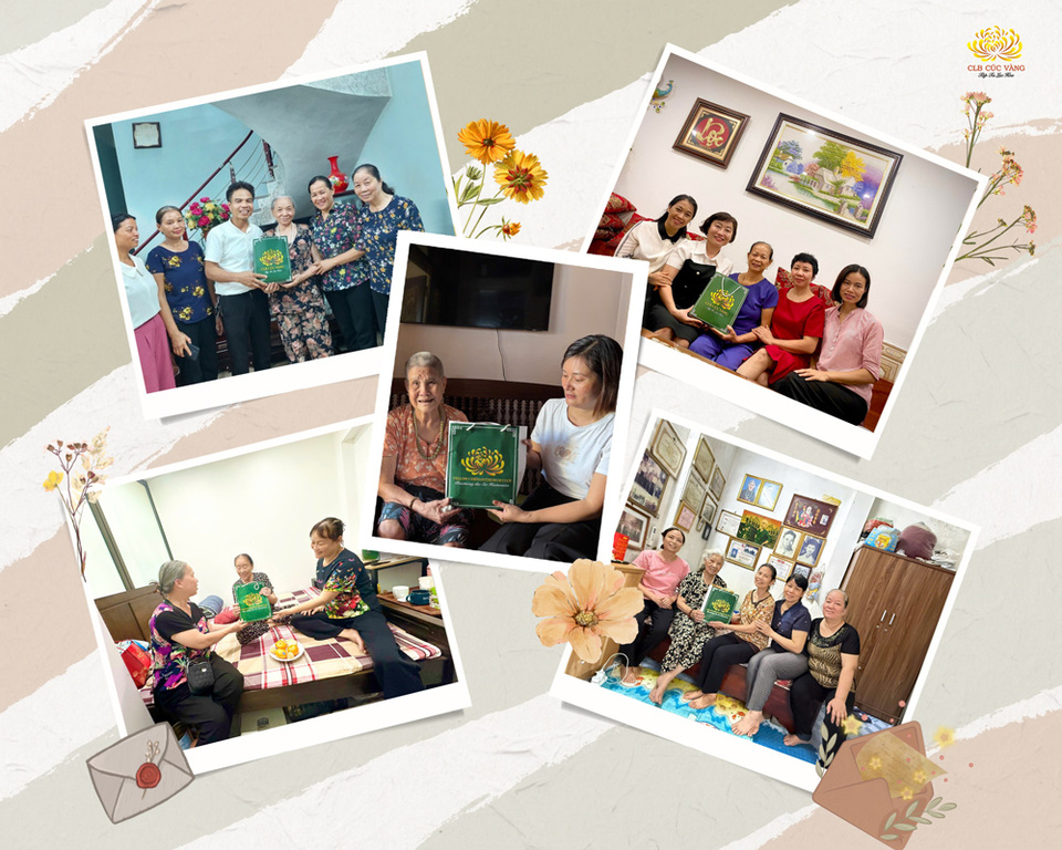 Phật tử đến gia đình đạo hữu tặng quà Vu Lan tri ân cha mẹ