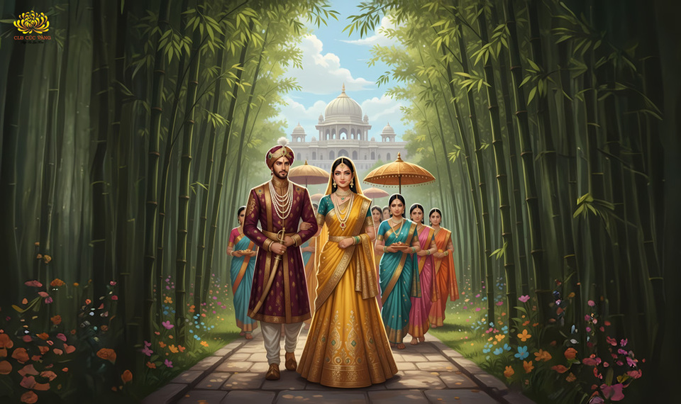 Tất cả hoàng phi đều phải tháp tùng vua Tần Bà Sa La và hoàng hậu Vi Đề Hy đến tịnh xá Trúc Lâm để viếng thăm Đức Phật (ảnh minh họa)