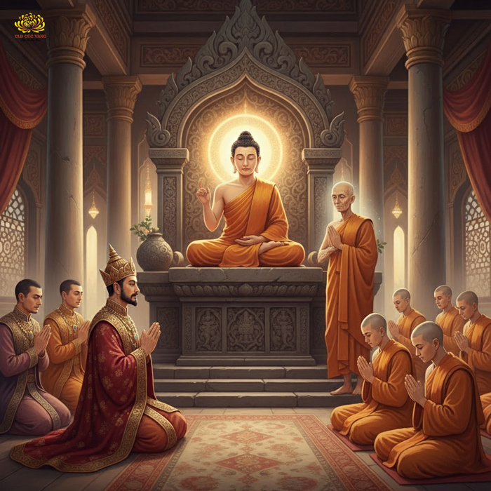 Đức Phật giải thích về sự chứng đạo của Tôn giả Bàn Đặc khiến ba trăm vị Tỳ-kheo cùng chứng quả A-la-hán (ảnh minh họa)