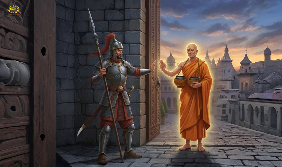 Người gác cổng nhà vua – vì chấp trước, khinh thường Tôn giả Bàn Đặc nên đã không cho Tôn giả vào cung (ảnh minh họa)