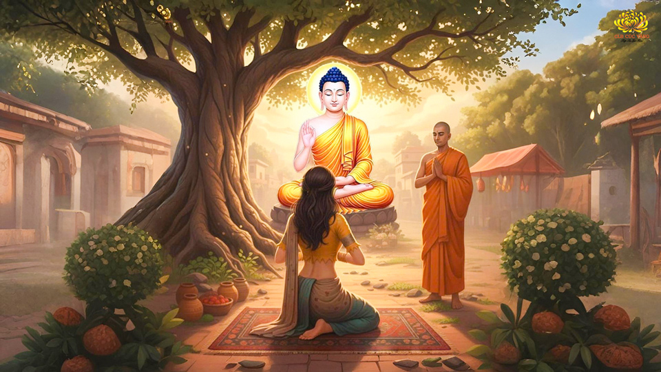 Ba-la-giá-na hồi tỉnh sau cơn điên loạn khi gặp được Đức Phật - bậc tôn trọng nàng đầy đủ (ảnh minh họa)