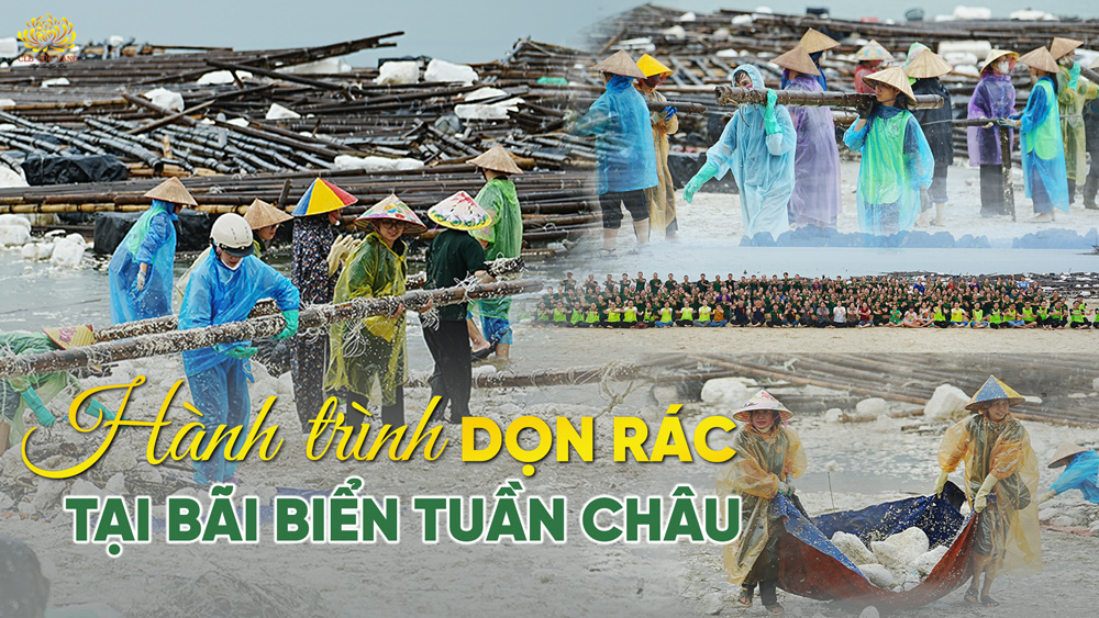 Chủ nhật ý nghĩa - Hành trình một ngày dọn rác tại bãi biển Tuần Châu sau bão Yagi của Phật tử