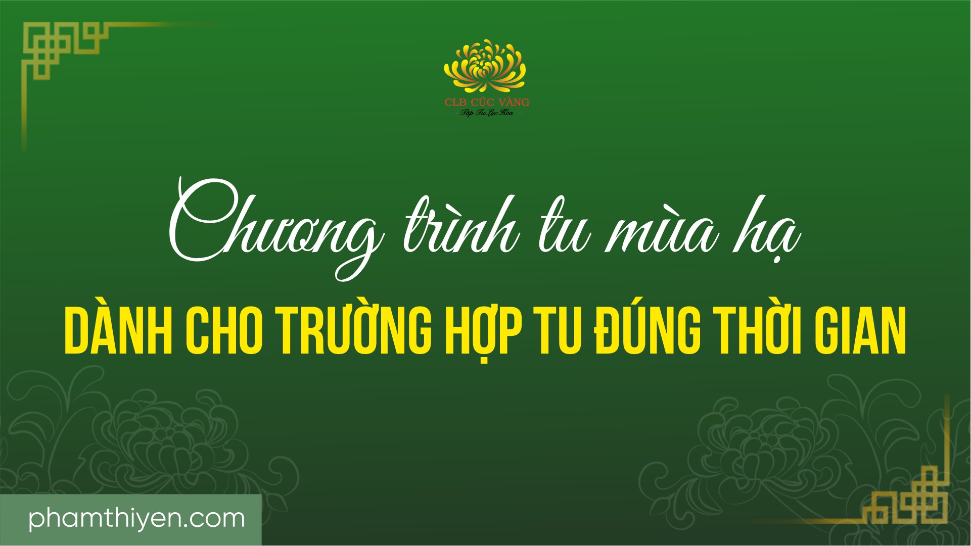 Chương trình tu mùa hạ dành cho trường hợp tu đúng thời gian