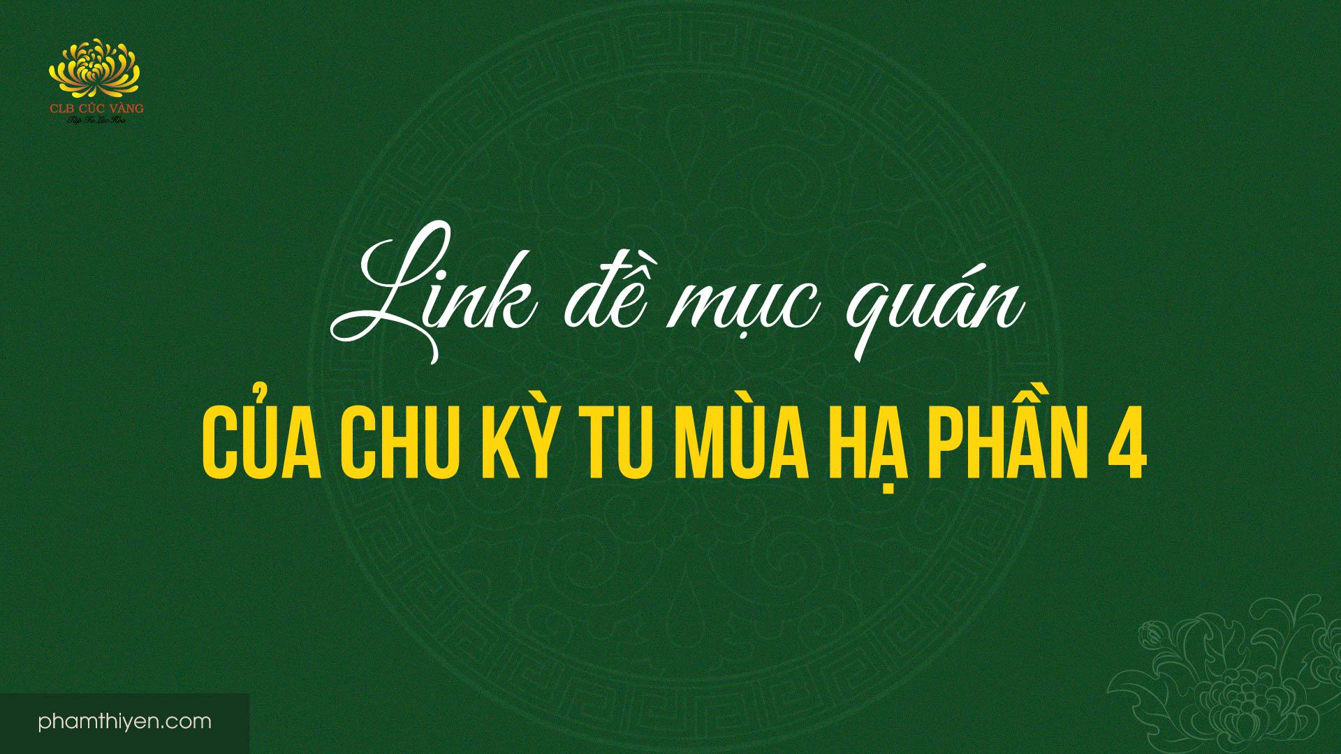 Link đề mục quán của chu kỳ tu mùa hạ phần 4
