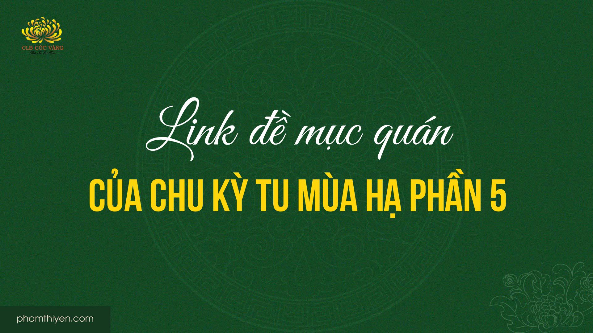 Link đề mục quán của chu kỳ tu mùa hạ phần 5