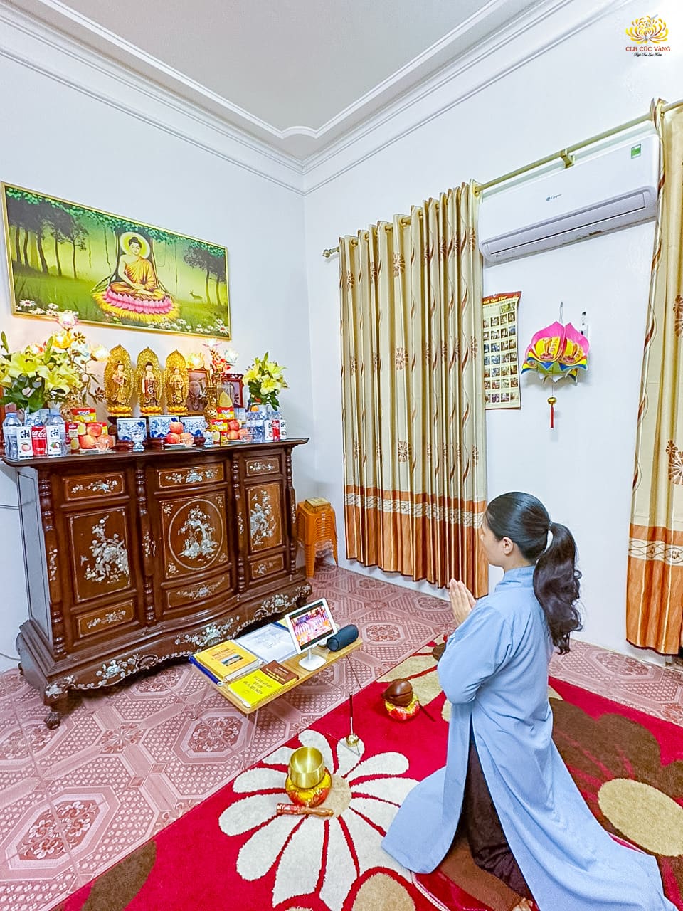 Phật tử nhóm Thụy Lâm, Hà Nội trang nghiêm tu tập tại nhà