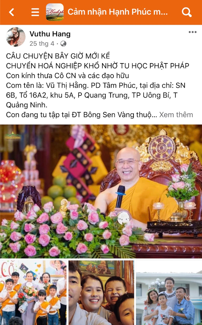 Bài chia sẻ của Phật tử trên trang Cảm nhận hạnh phúc mỗi ngày