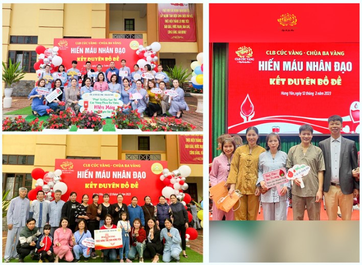 Các đạo tràng tại Hưng Yên chụp ảnh lưu niệm khi hiến máu nhân đạo