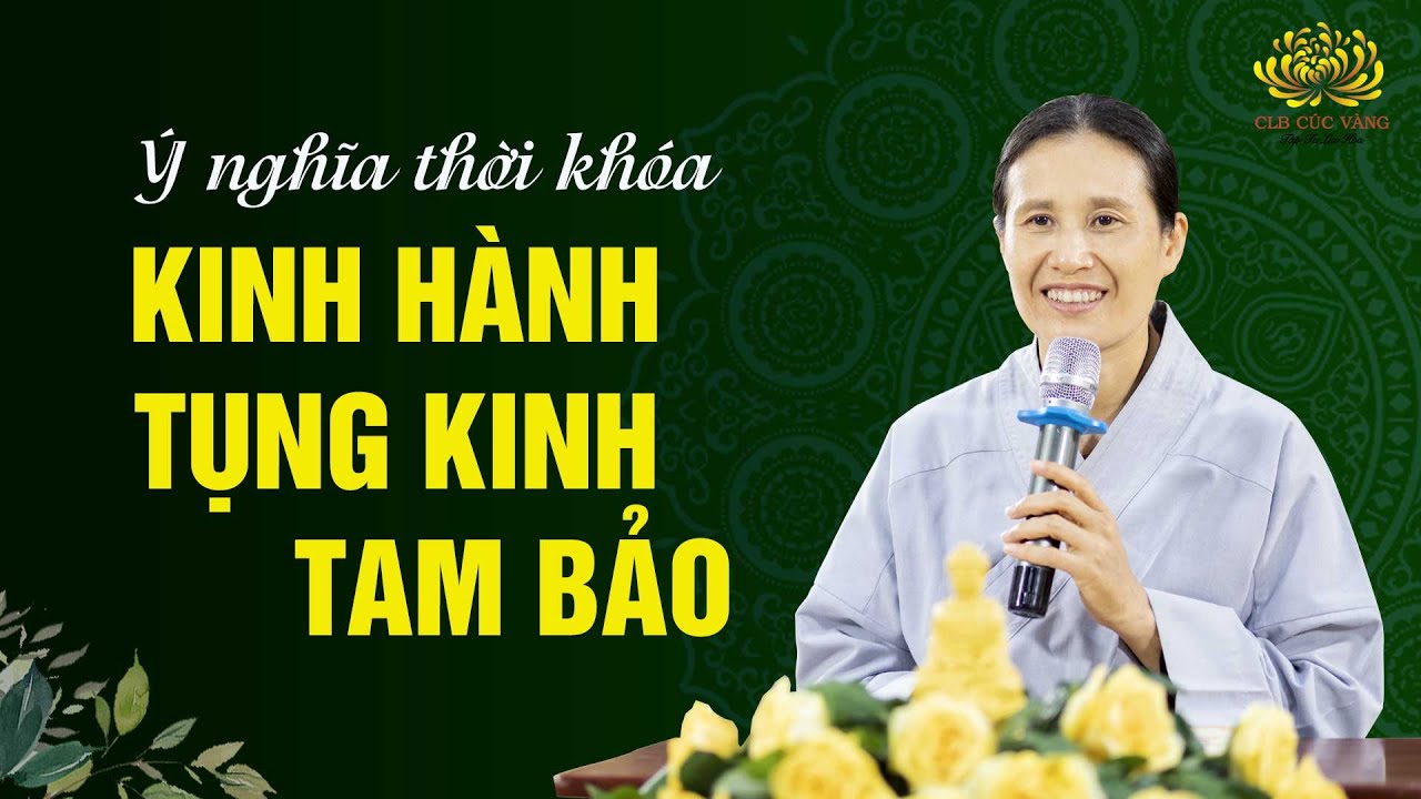 Cô Phạm Thị Yến chia sẻ với Phật tử về thời khóa kinh hành tụng kinh Tam Bảo theo lời Phật dạy