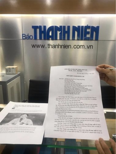 Đơn kiến nghị khẩn cấp của công dân Phạm Thị Yến đến Báo Thanh Niên
