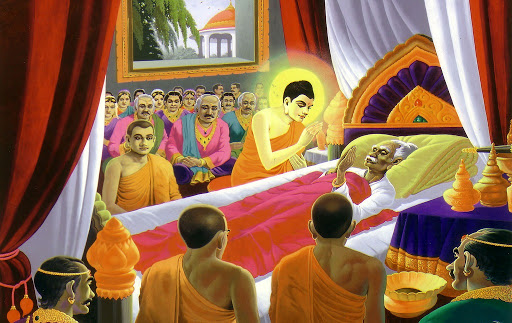 Thái tử Tất Đạt Đa tu hành thành Phật độ cho cha mình là vua Tịnh Phạn trước lúc chết đạt đạo quả giải thoát