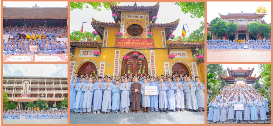  Cô Phạm Thị Yến cùng các Phật tử trong CLB Cúc Vàng cúng dường trường hạ tại các chùa, tự viện phía Bắc, Trung, Nam