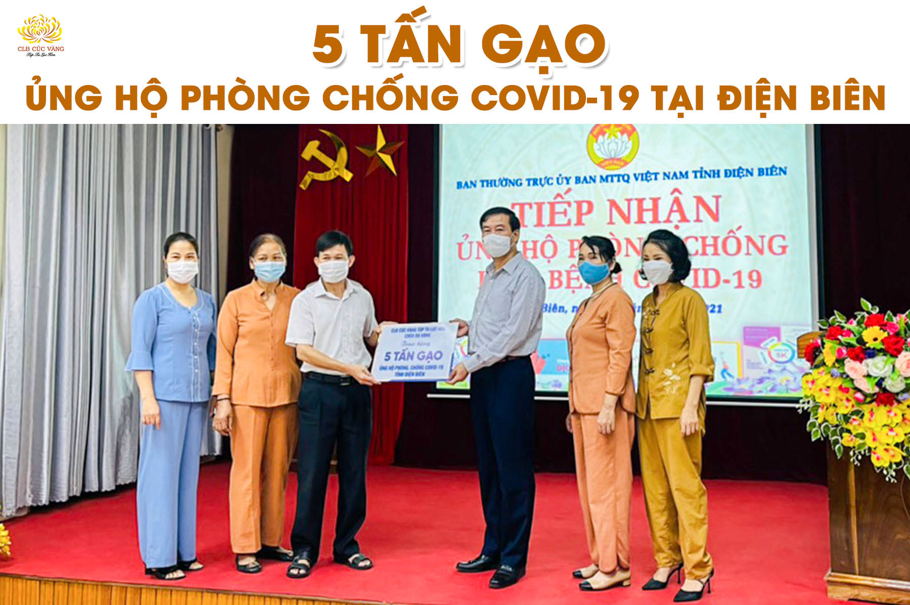 5 tấn gạo được Phật tử CLB Cúc Vàng ủng hộ cho công tác phòng, chống dịch tại Điện Biên