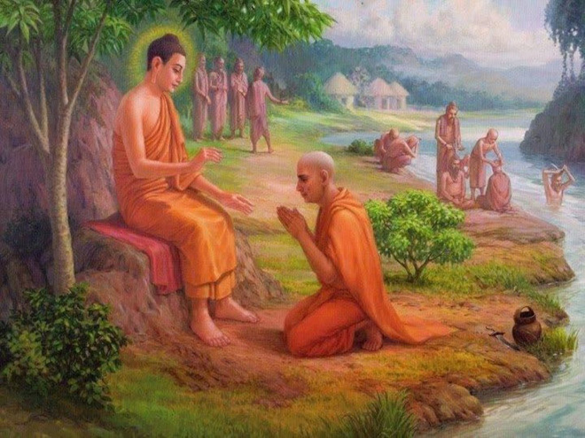 Đức Thế Tôn nghỉ dưới gốc cây và ba lần chỉ dạy Ngài A Nan đi lấy nước uống ở một dòng sông đang bị khuấy đục (ảnh minh họa)